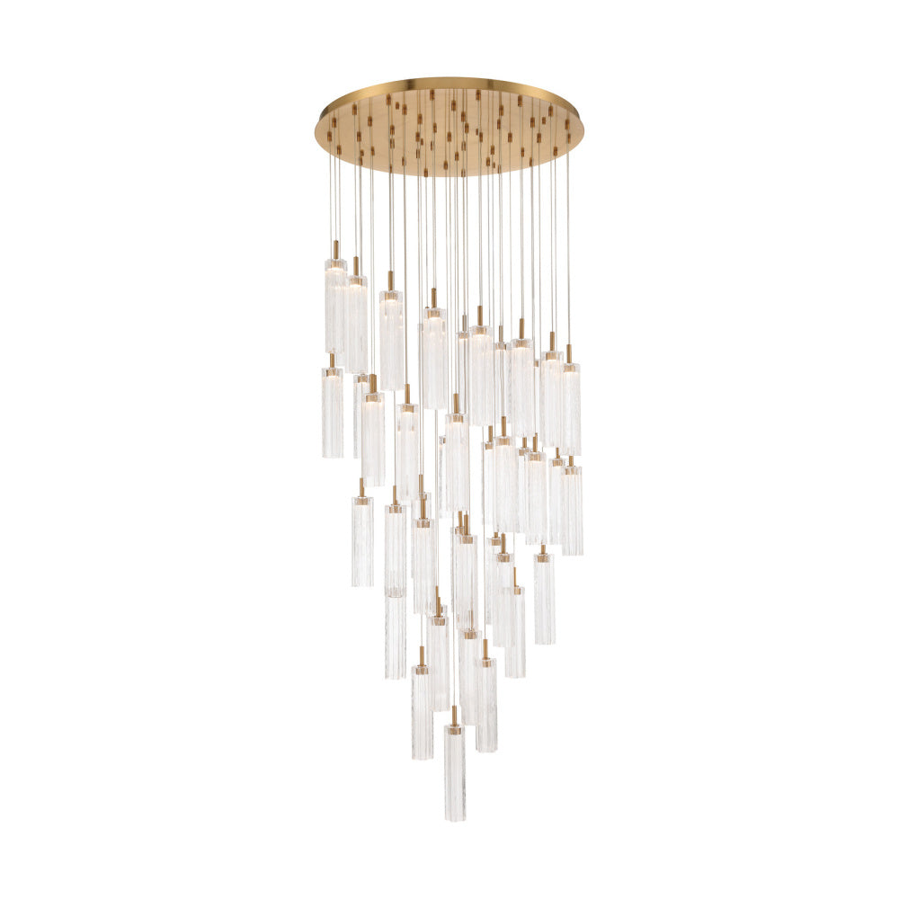 Crystorama Addis 36" LED Multi-Light Pendant Aged Brass Clear
