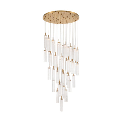 Crystorama Addis 36" LED Multi-Light Pendant Aged Brass Clear