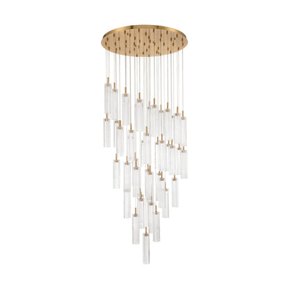 Crystorama Addis 36" LED Multi-Light Pendant Aged Brass Clear - detail