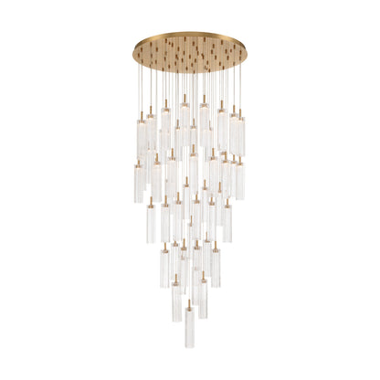 Crystorama Addis 36" LED Multi-Light Pendant Aged Brass Clear - detail