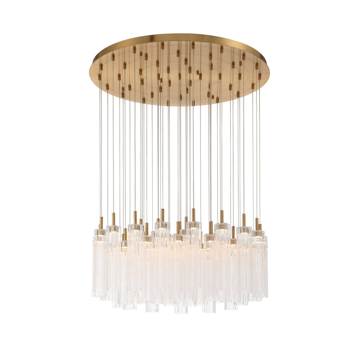 Crystorama Addis 36" LED Multi-Light Pendant Aged Brass Clear - detail