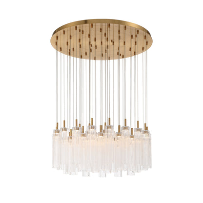 Crystorama Addis 36" LED Multi-Light Pendant Aged Brass Clear - detail