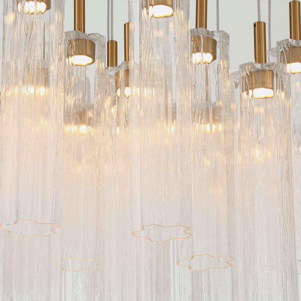 Crystorama Addis 36" LED Multi-Light Pendant Aged Brass Clear - detail