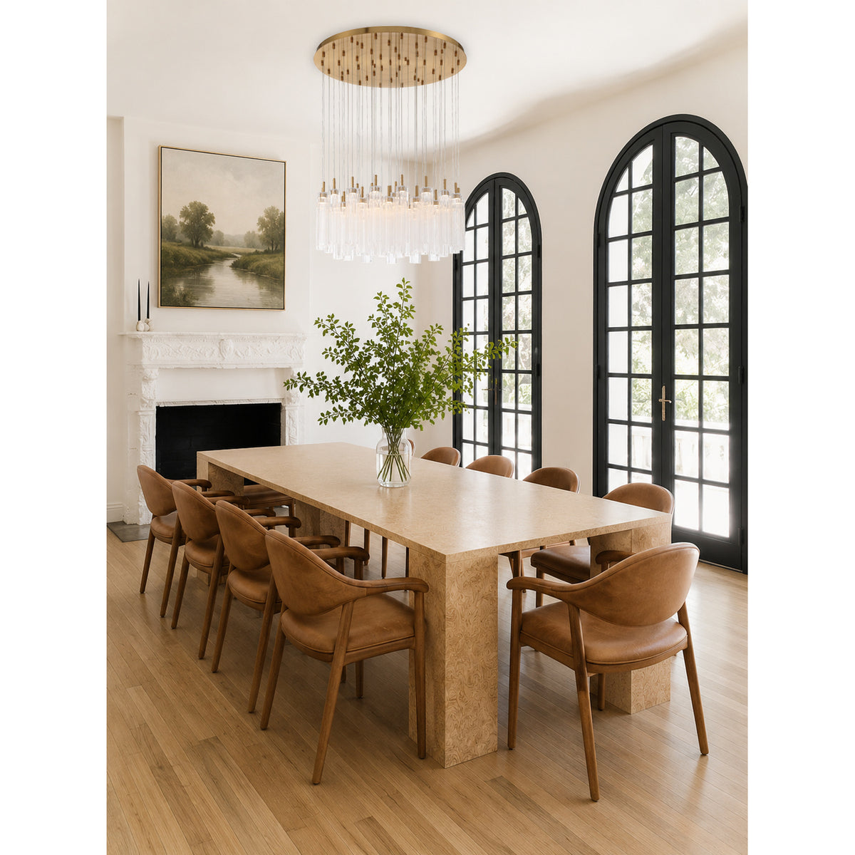Crystorama Addis 36" LED Multi-Light Pendant Aged Brass Clear - lifestyle