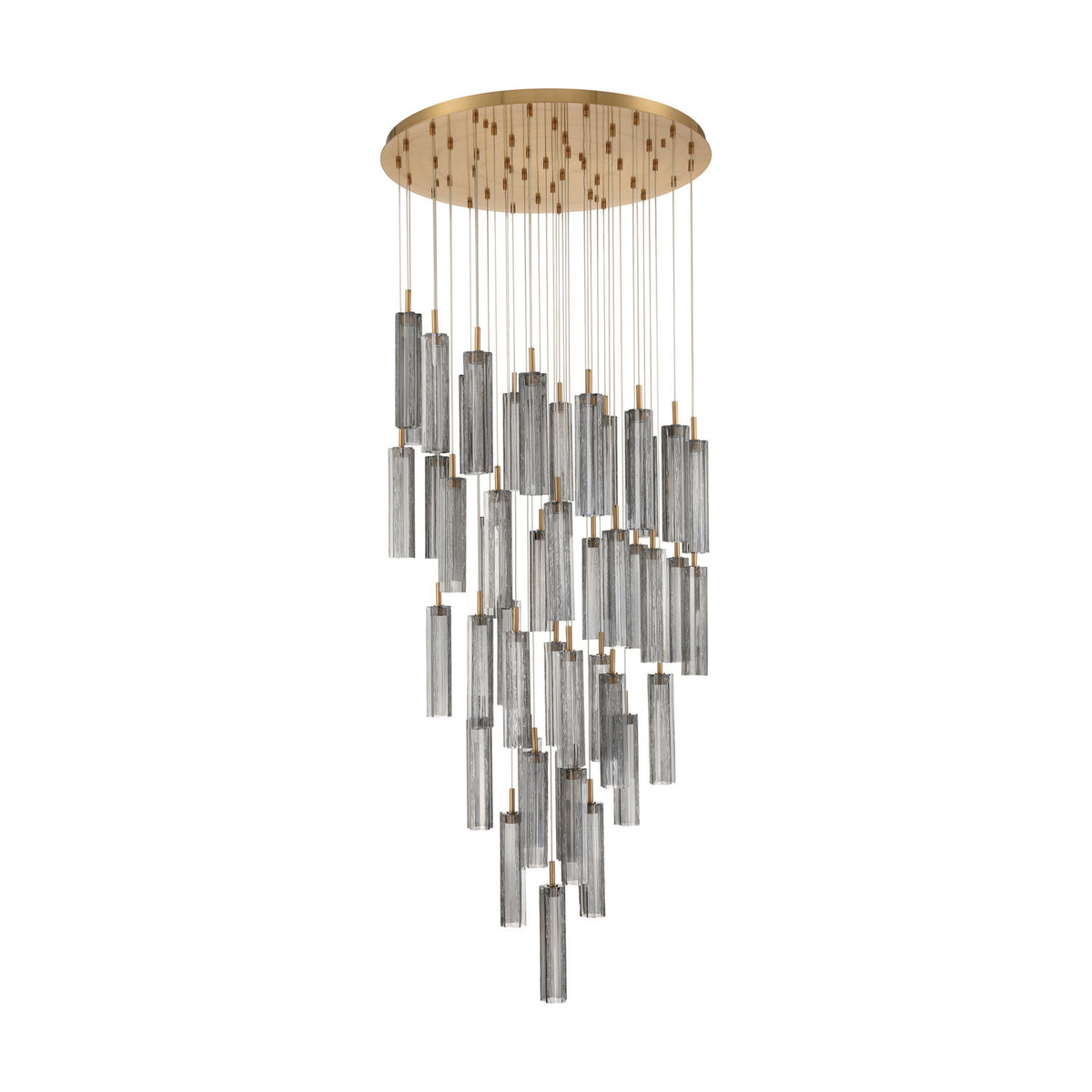 Crystorama Addis 36" LED Multi-Light Pendant Aged Brass Smoke - detail
