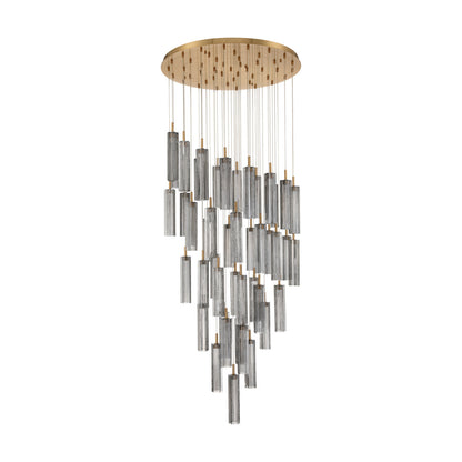 Crystorama Addis 36" LED Multi-Light Pendant Aged Brass Smoke - detail