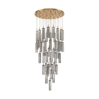 Crystorama Addis 36" LED Multi-Light Pendant Aged Brass Smoke - detail
