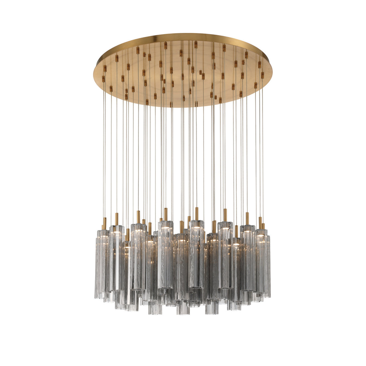 Crystorama Addis 36" LED Multi-Light Pendant Aged Brass Smoke - detail