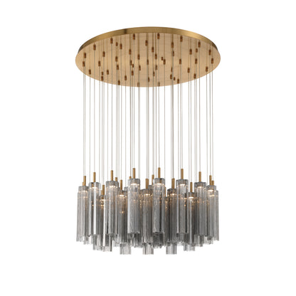 Crystorama Addis 36" LED Multi-Light Pendant Aged Brass Smoke - detail