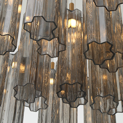 Crystorama Addis 36" LED Multi-Light Pendant Aged Brass Smoke - detail