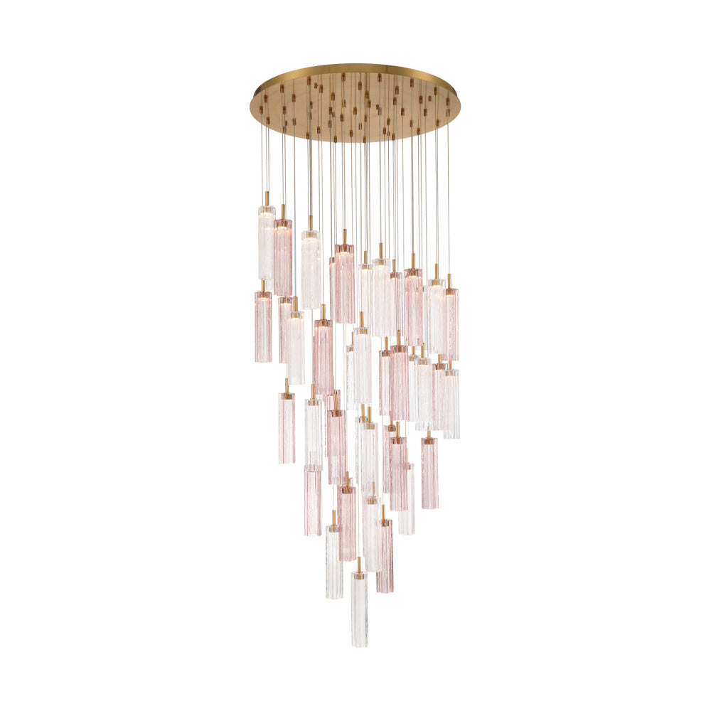Crystorama Addis 36" LED Multi-Light Pendant Aged Brass Spring