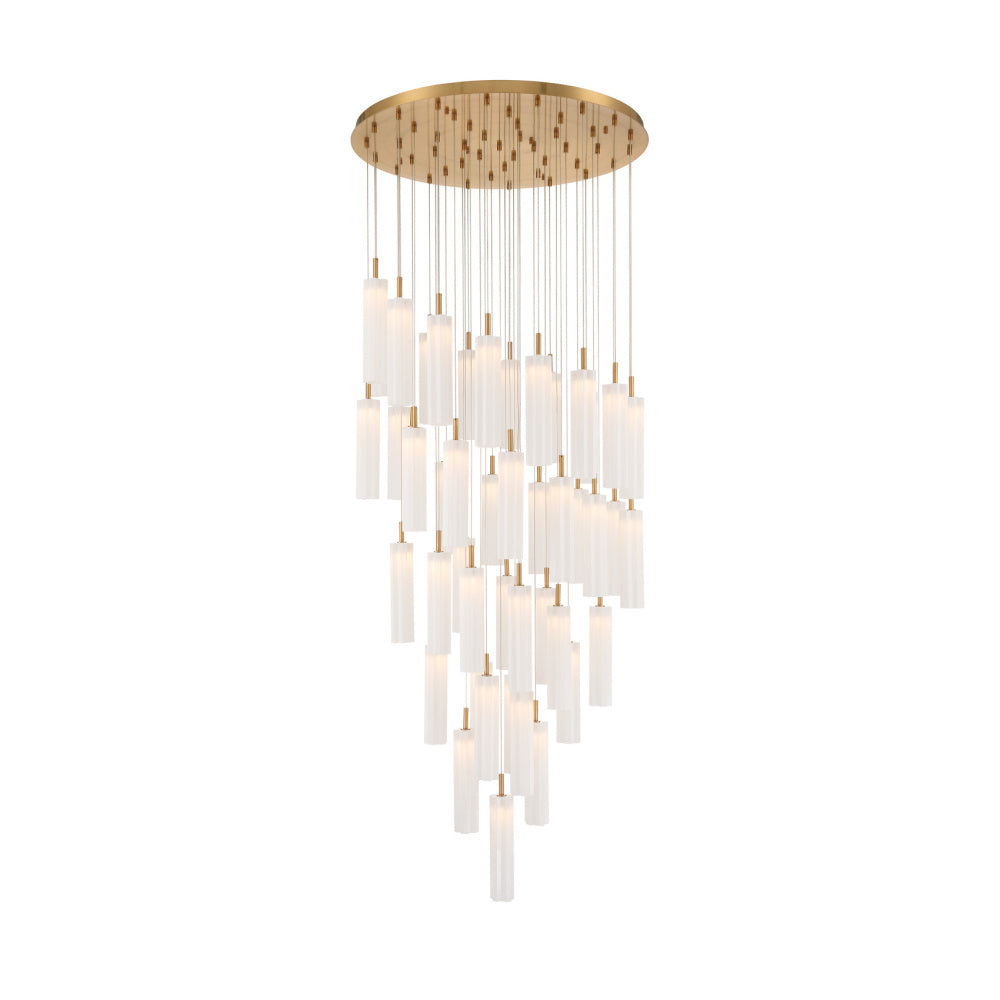 Crystorama Addis 36" LED Multi-Light Pendant Aged Brass White