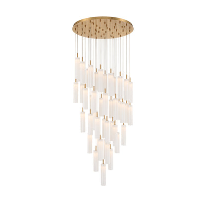 Crystorama Addis 36" LED Multi-Light Pendant Aged Brass White