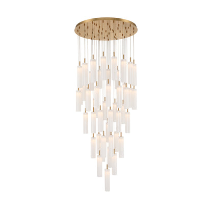 Crystorama Addis 36" LED Multi-Light Pendant Aged Brass White - detail
