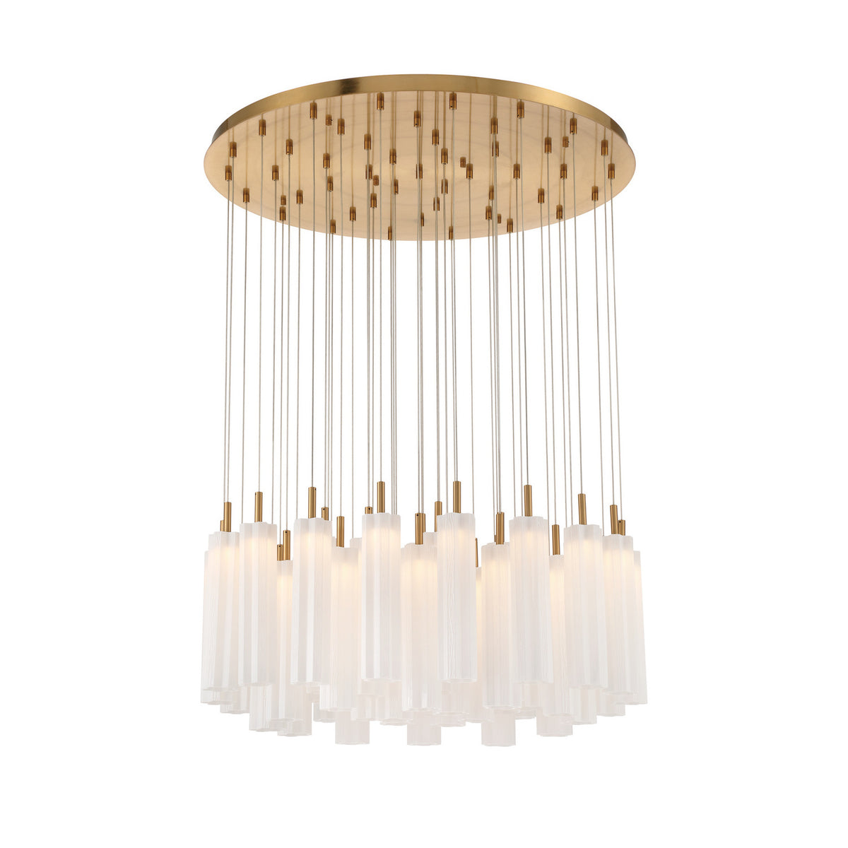 Crystorama Addis 36" LED Multi-Light Pendant Aged Brass White - detail
