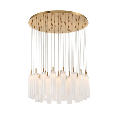 Crystorama Addis 36" LED Multi-Light Pendant Aged Brass White - detail