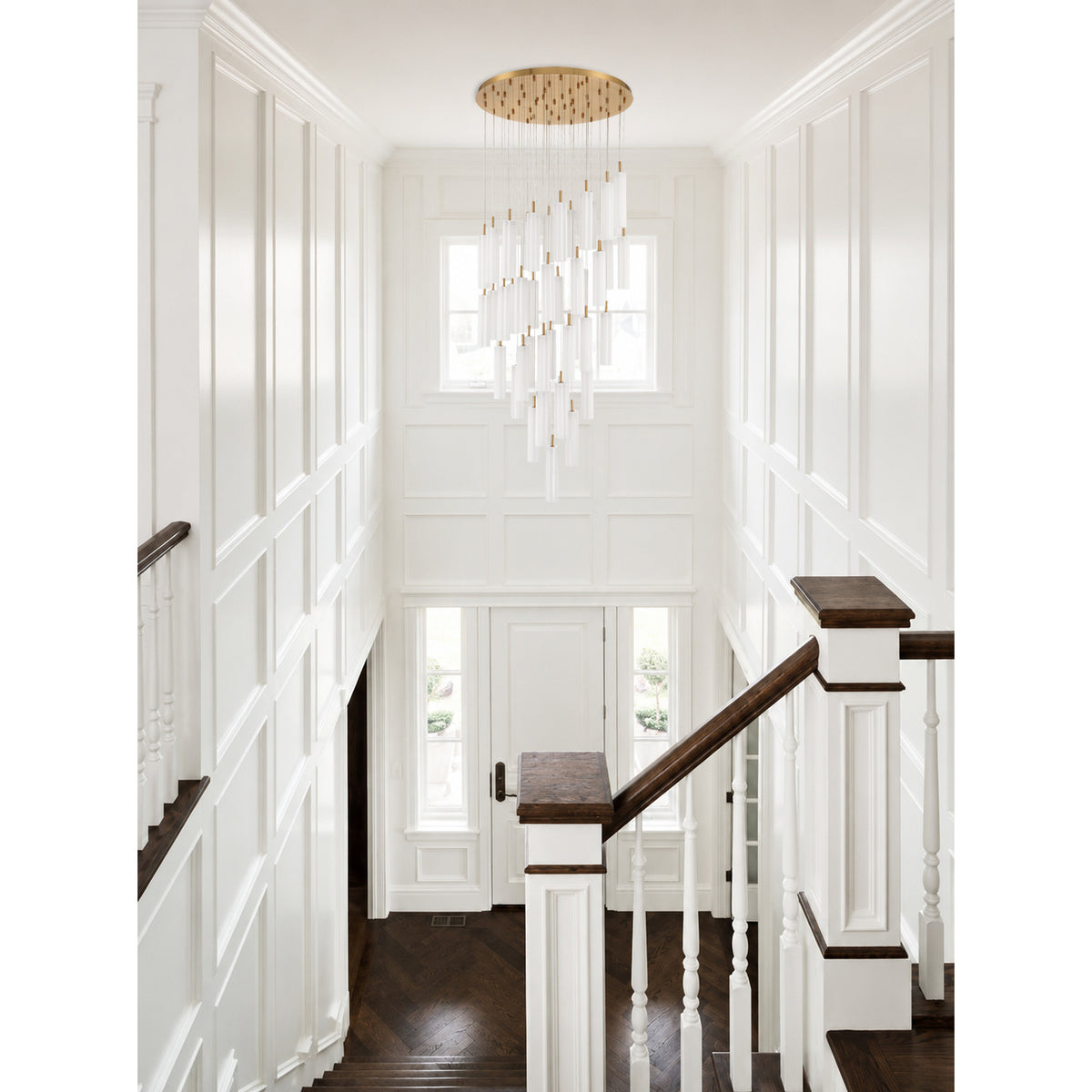 Crystorama Addis 36" LED Multi-Light Pendant Aged Brass White - lifestyle