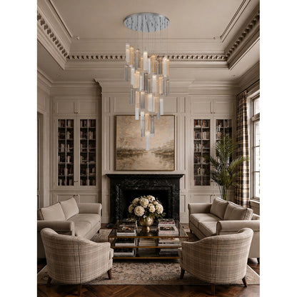 Crystorama Addis 36" LED Multi-Light Pendant Polished Chrome Autumn - lifestyle
