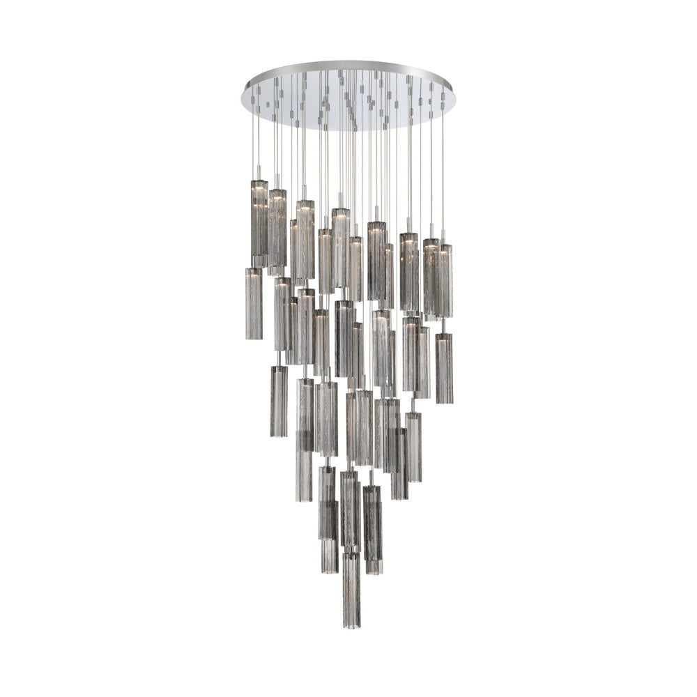 Crystorama Addis 36" LED Multi-Light Pendant Polished Chrome Smoke