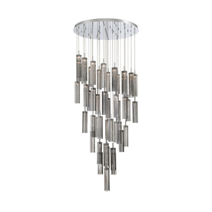 Crystorama Addis 36" LED Multi-Light Pendant Polished Chrome Smoke