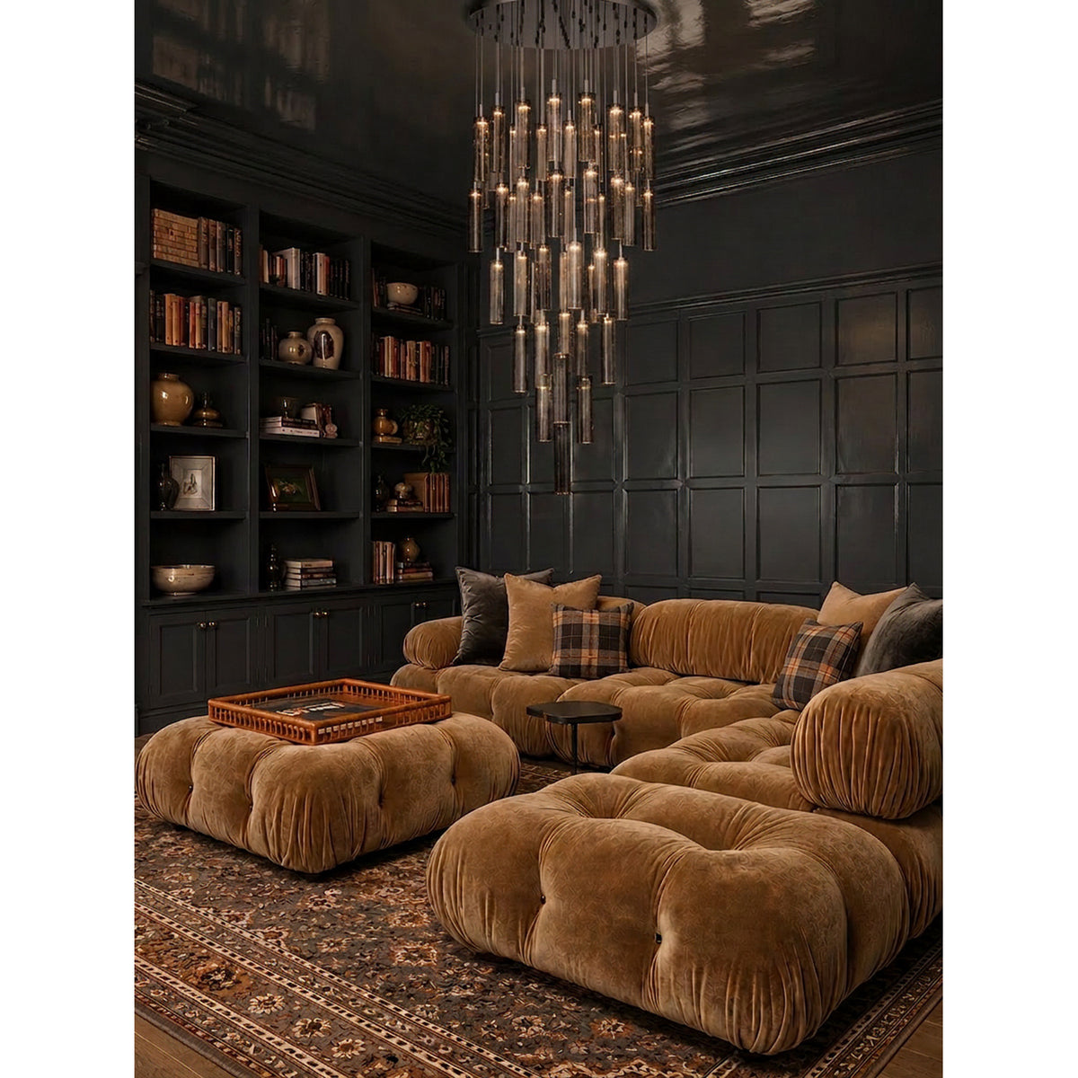 Crystorama Addis 36" LED Multi-Light Pendant Polished Chrome Smoke - lifestyle
