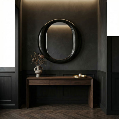 Noir Oh Mirror Charcoal Black styled in an interior setting