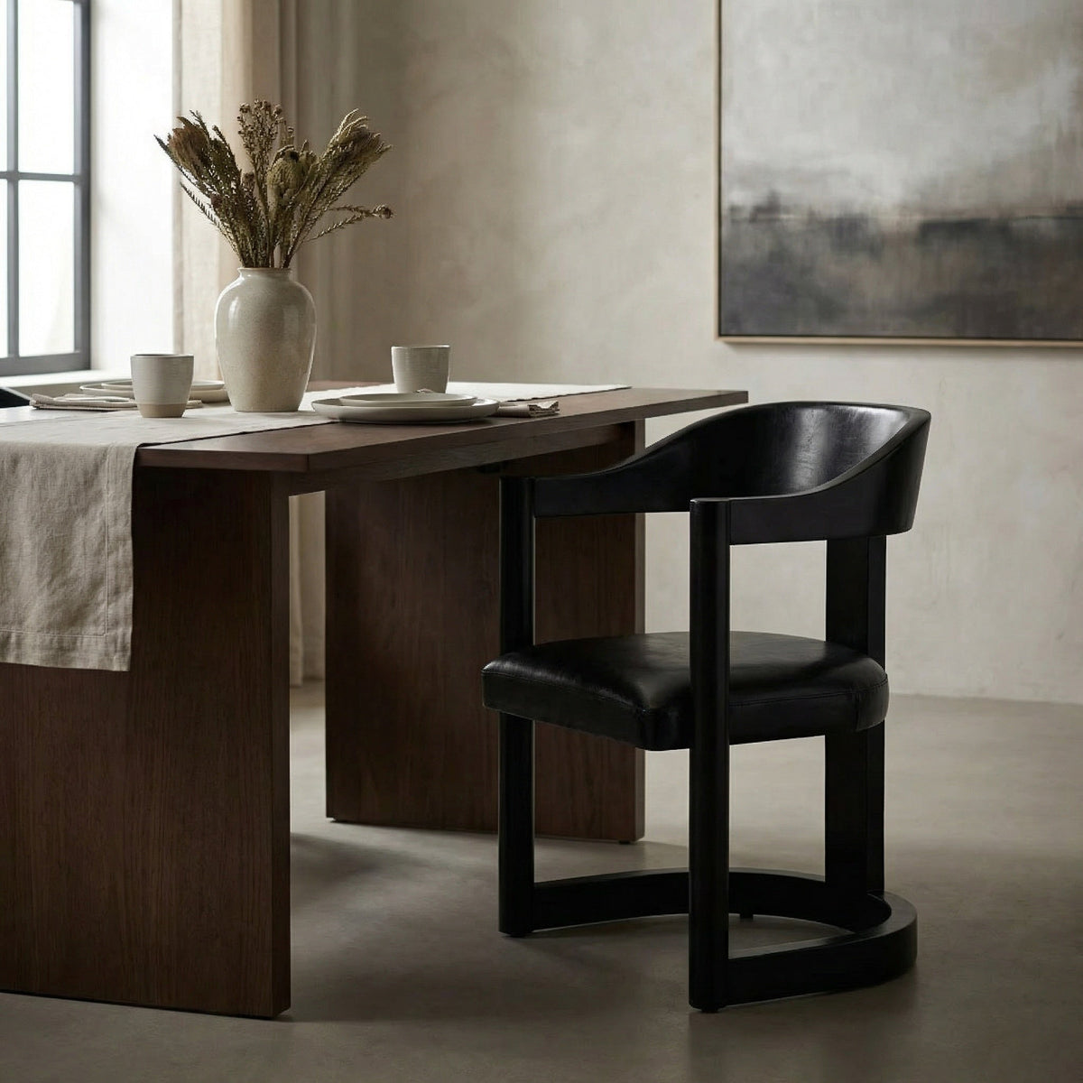 Noir McCormick Chair Black Charcoal, Black styled in an interior setting