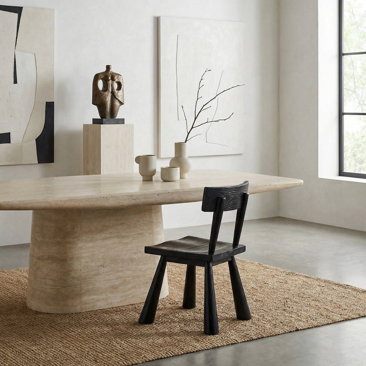 Noir Gilbert Dining Chair Black Charcoal styled in an interior setting