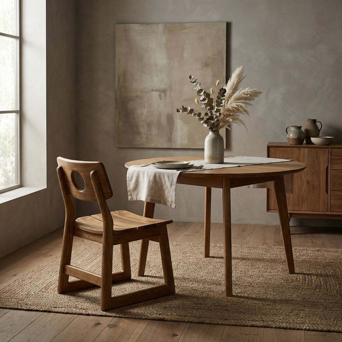 Noir Buraco Dining Chair Natural styled in an interior setting