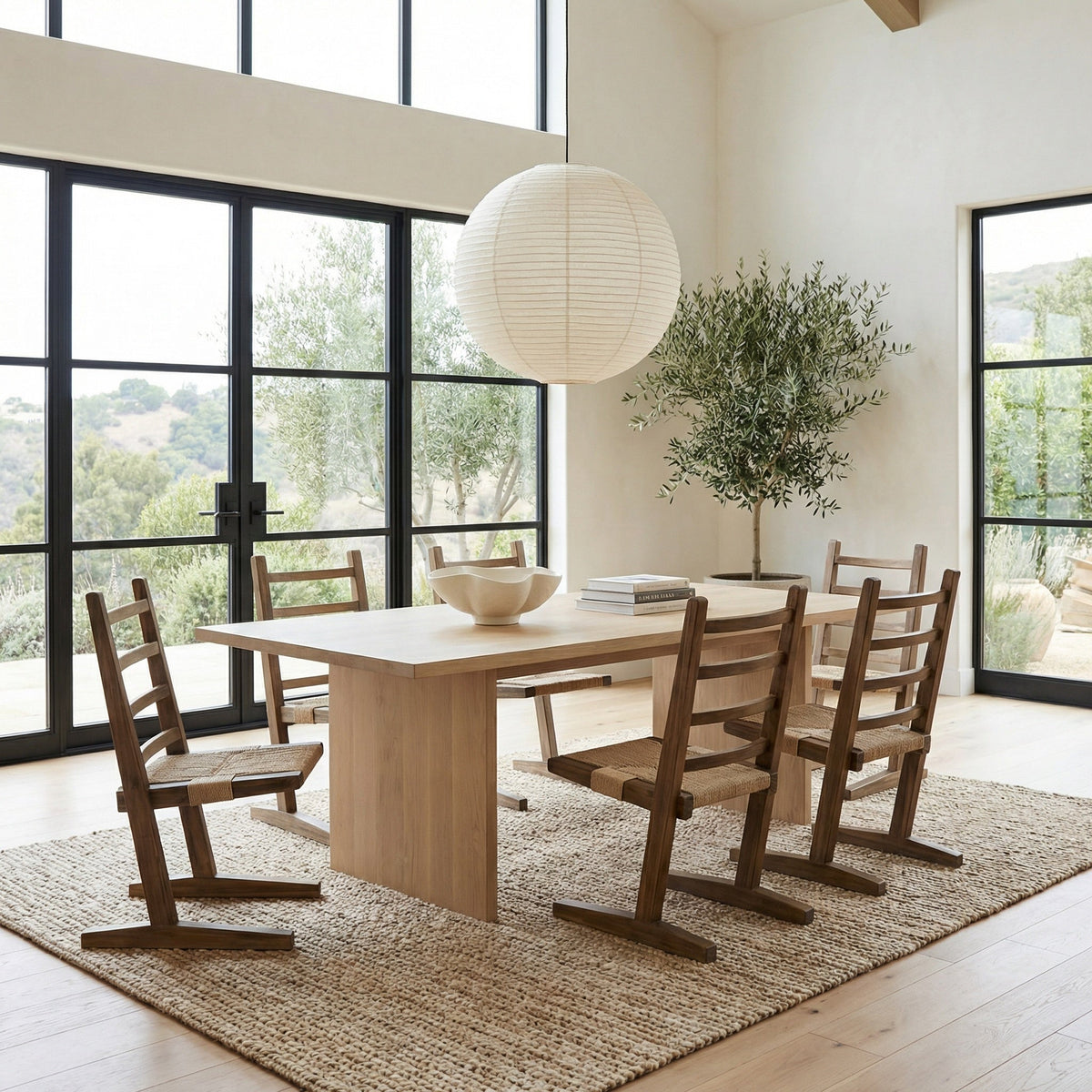 Noir Salam Dining Chair Natural styled in an interior setting