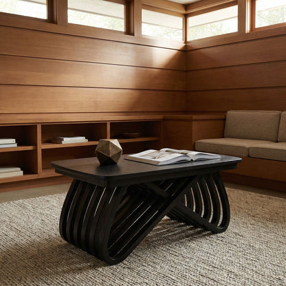 Noir Infinity Coffee Table Charcoal Black styled in an interior setting