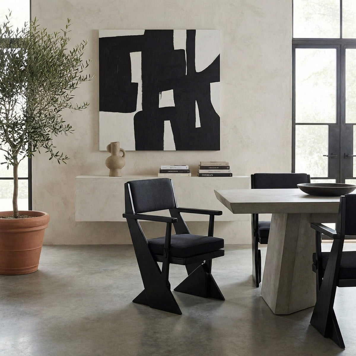 Noir Madoc Dining Chair Black Charcoal, Black styled in an interior setting