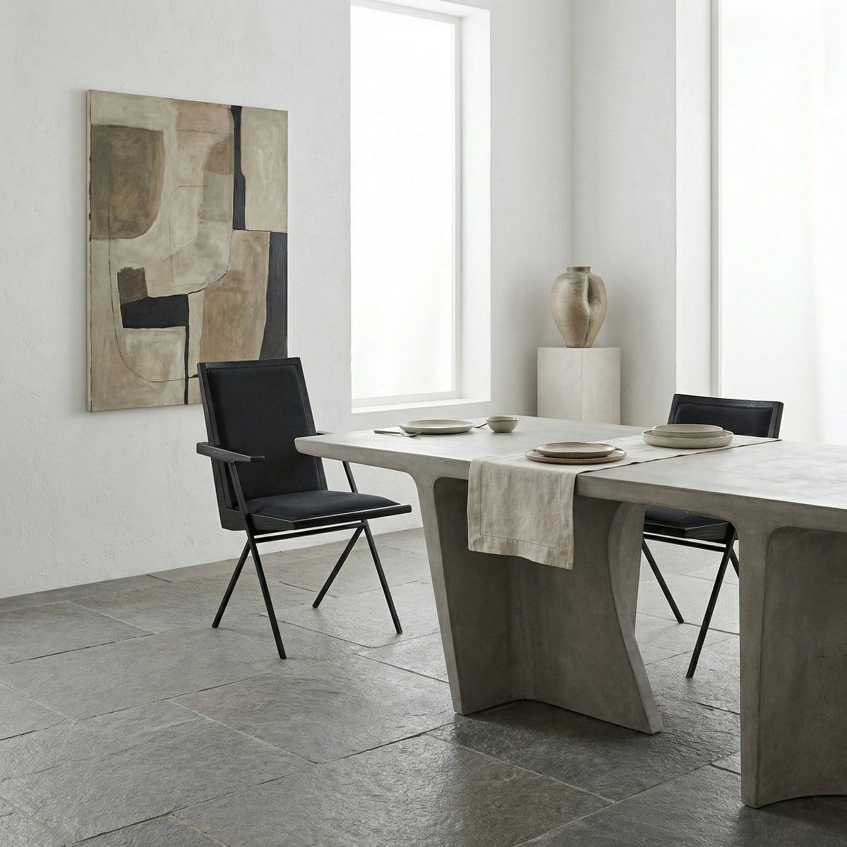 Noir Henderson Dining Chair Black Charcoal, Black styled in an interior setting