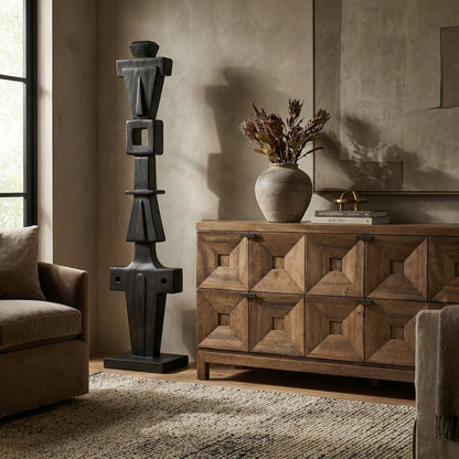 Noir Brutus Statue Burnt Black styled in an interior setting