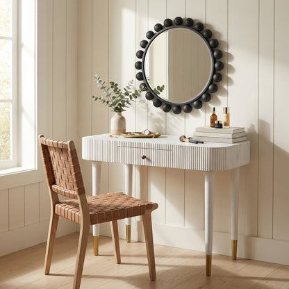 Noir Celine Desk Side Table White Wash styled in an interior setting