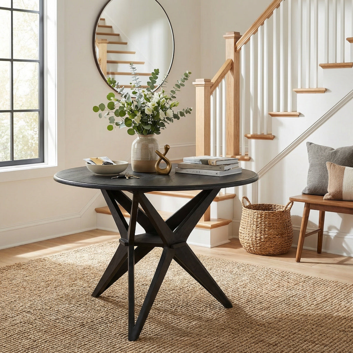 Noir Victor Dining Table Black Charcoal styled in an interior setting