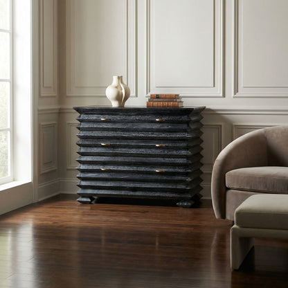 Noir Tiago Chest Cinder Black styled in an interior setting