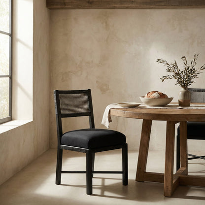 Noir Lobos Dining Chair Black Charcoal, Black styled in an interior setting