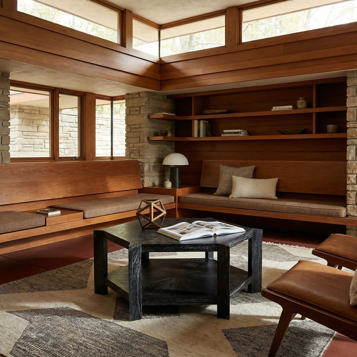 Noir Yuhuda Coffee Table Cinder Black styled in an interior setting