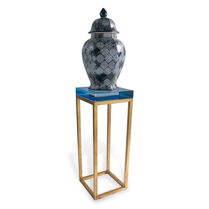 Drake Accent Table Green & Blue Brass