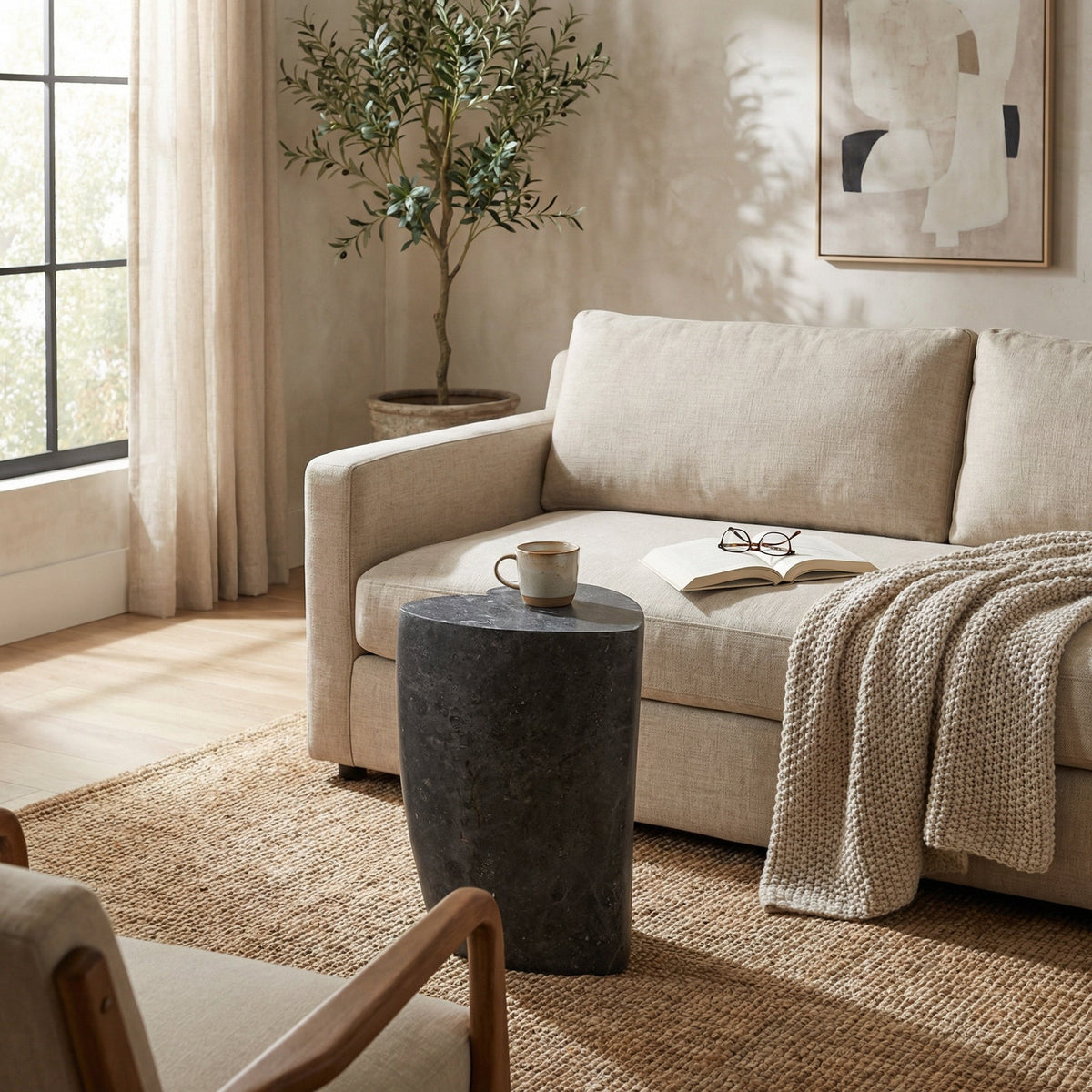 Noir Heart Side Table Black styled in an interior setting