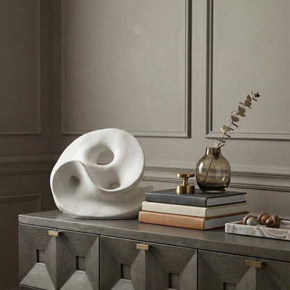 Noir Traugott Sculpture White styled in an interior setting