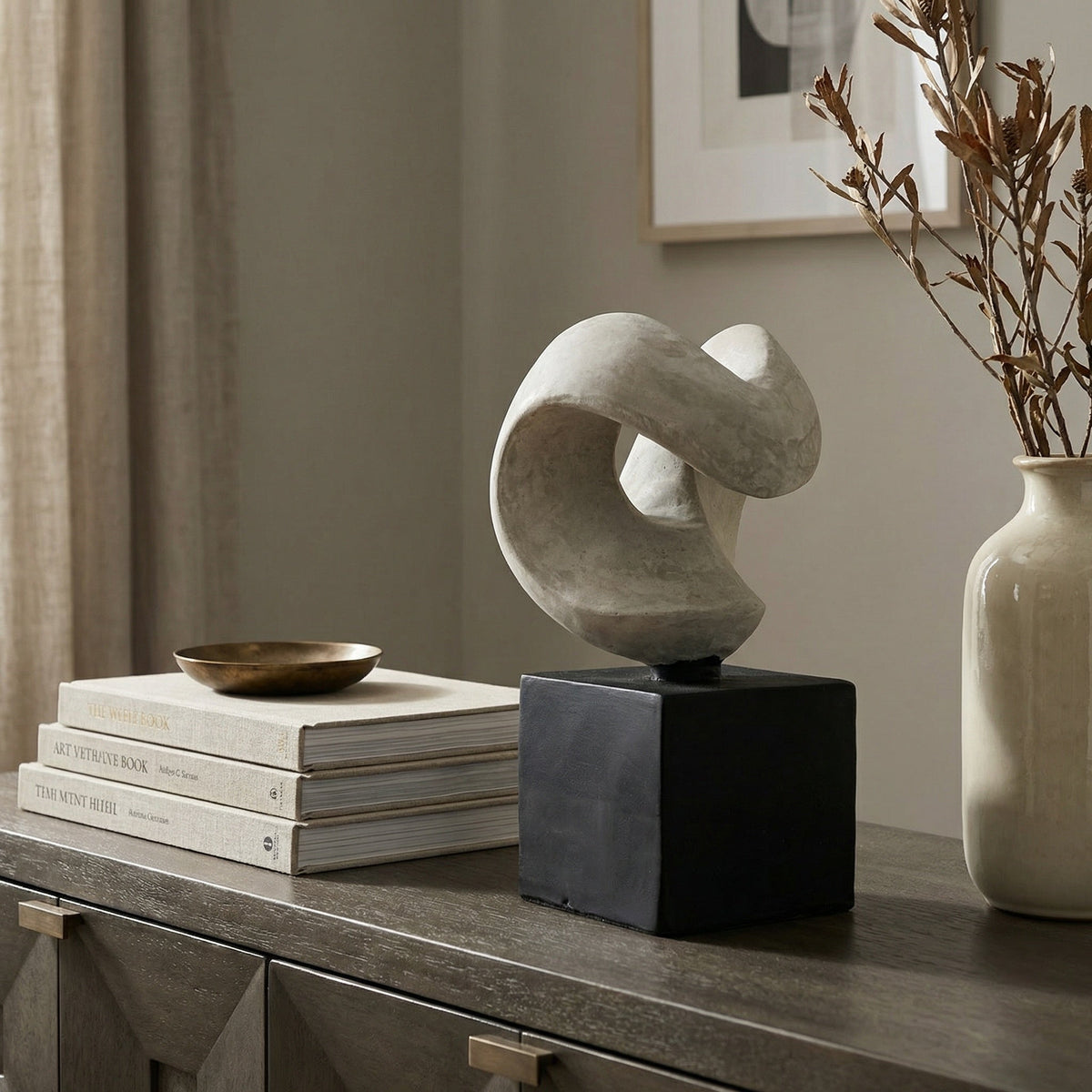 Noir Nobuko Sculpture Matte Black styled in an interior setting
