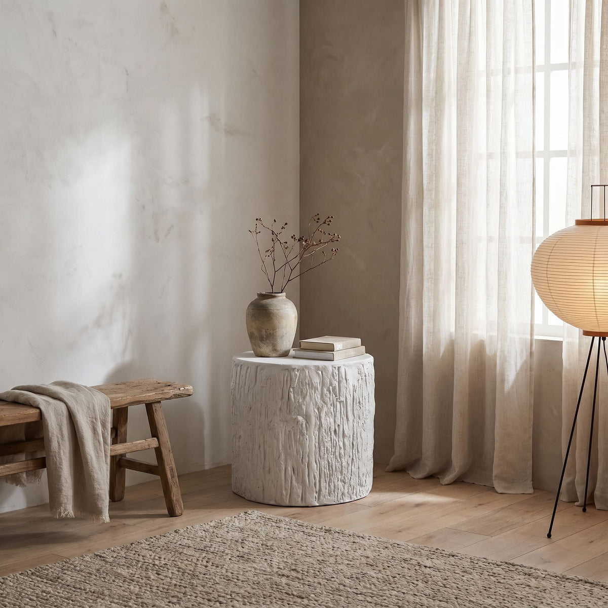 Noir Trunk Side Table White styled in an interior setting