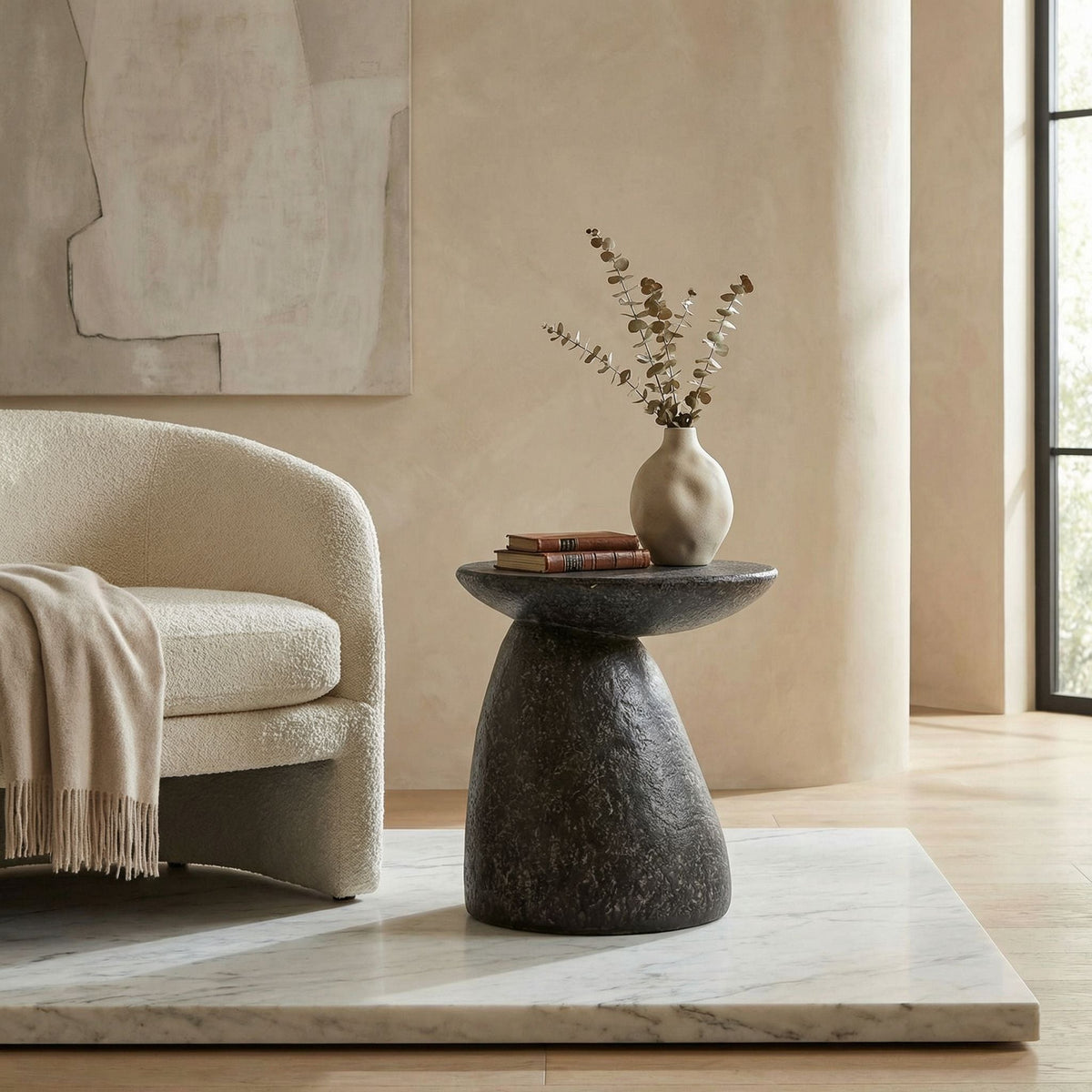 Noir Kurokawa Side Table Black styled in an interior setting
