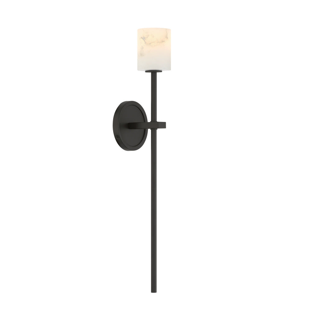 Crystorama Aragon 1-Light Wall Sconce Matte Black Stone