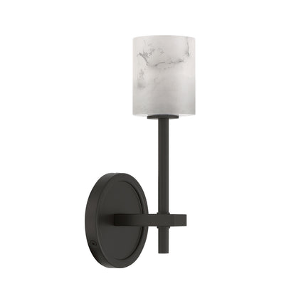 Crystorama Aragon 1-Light Wall Sconce Matte Black Stone - detail