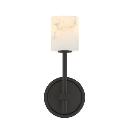 Crystorama Aragon 1-Light Wall Sconce Matte Black Stone - detail