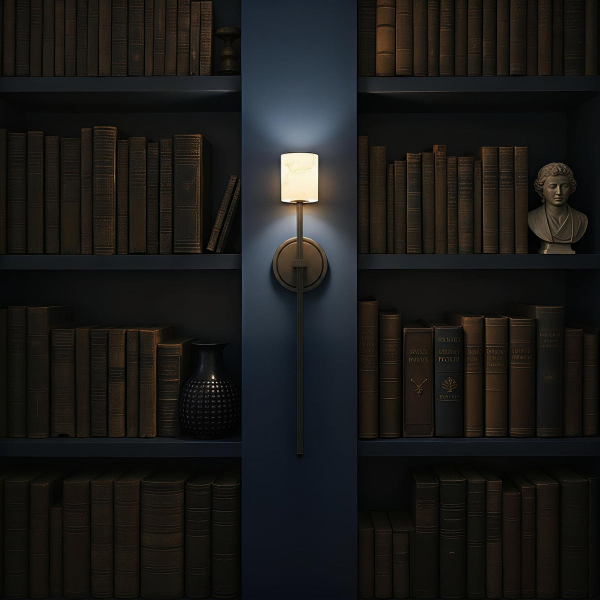 Crystorama Aragon 1-Light Wall Sconce Matte Black Stone - lifestyle