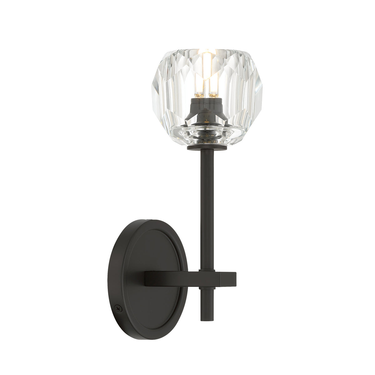 Crystorama Aragon 1-Light Wall Sconce Matte Black Crystal - detail
